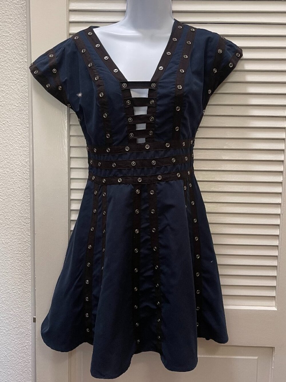 Zac Posen for Target Navy Grommet Snap Detail Fit & Flare Dress Small